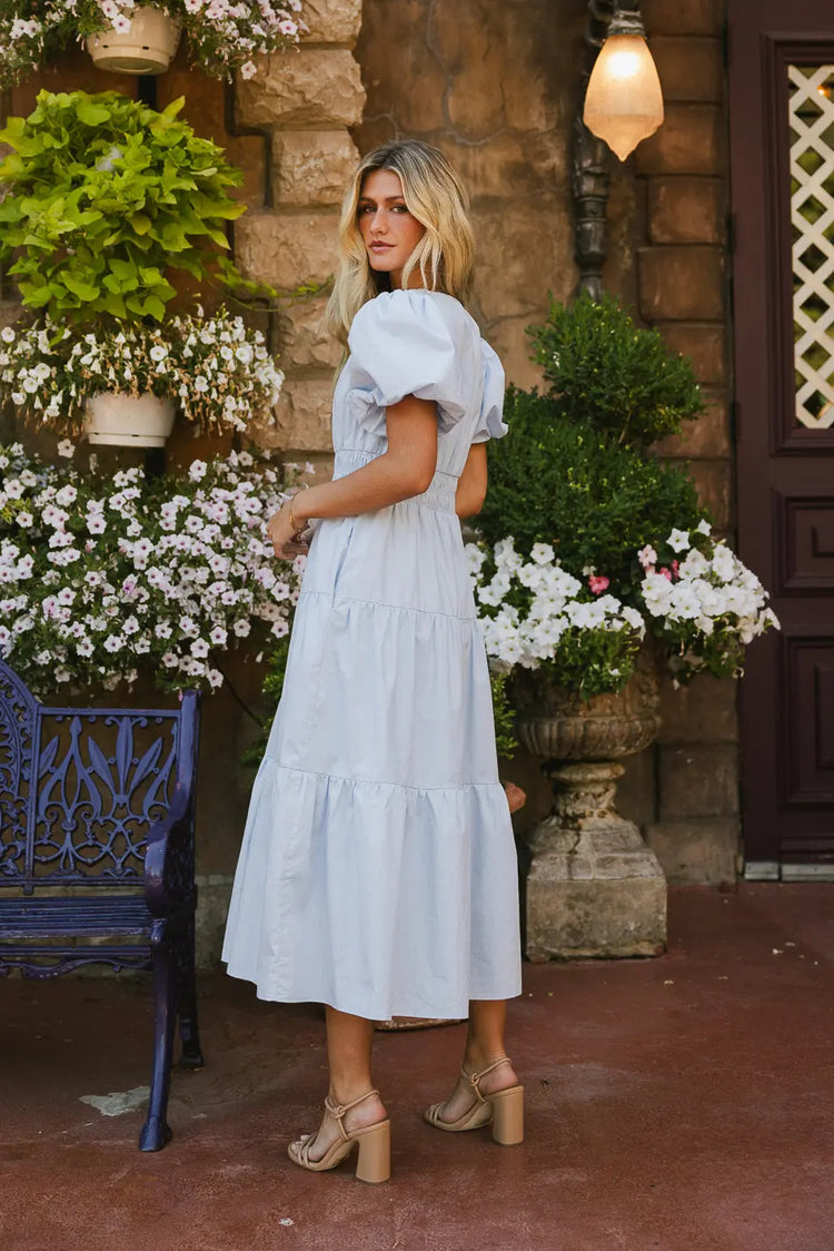 Tiered skirt dress in blue 