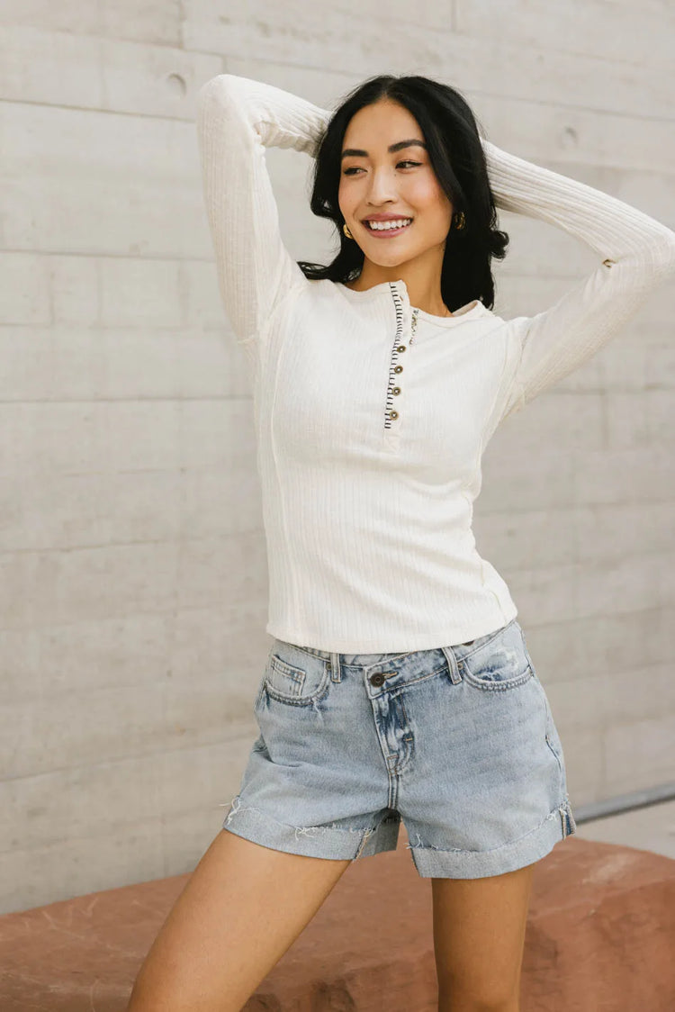 Long sleeves top in cream 