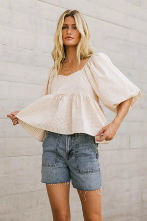 Delilah Gingham Peplum Top - FINAL SALE