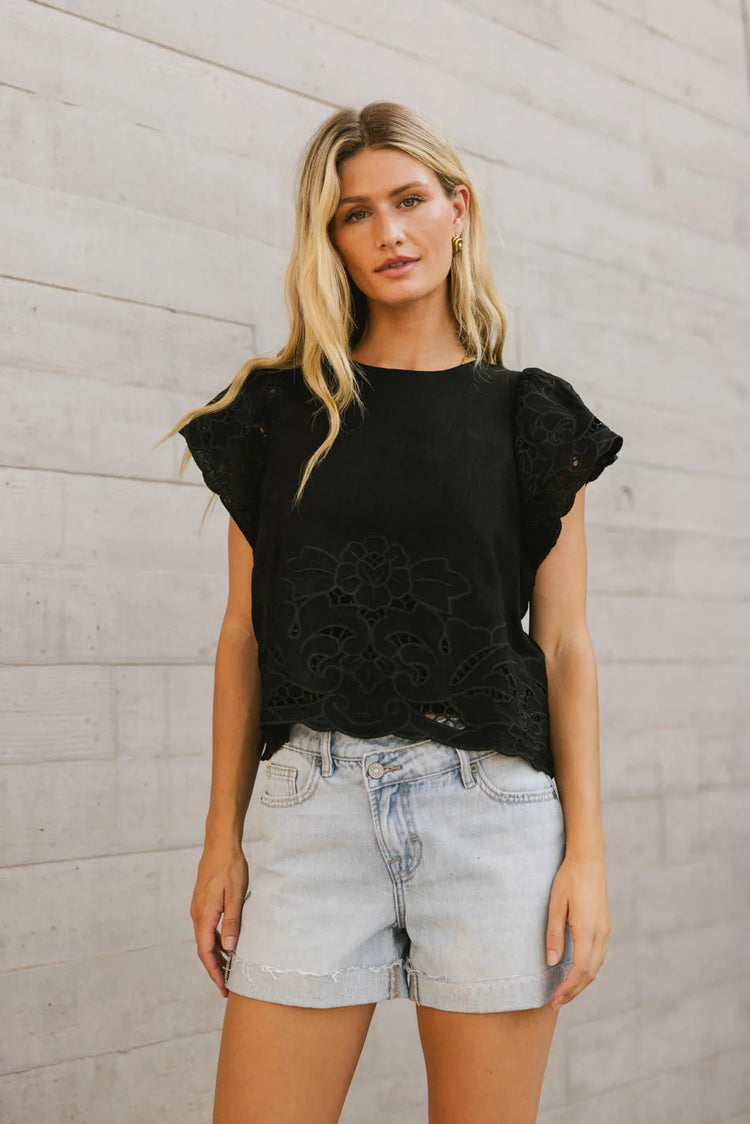 Short sleeves top in black 