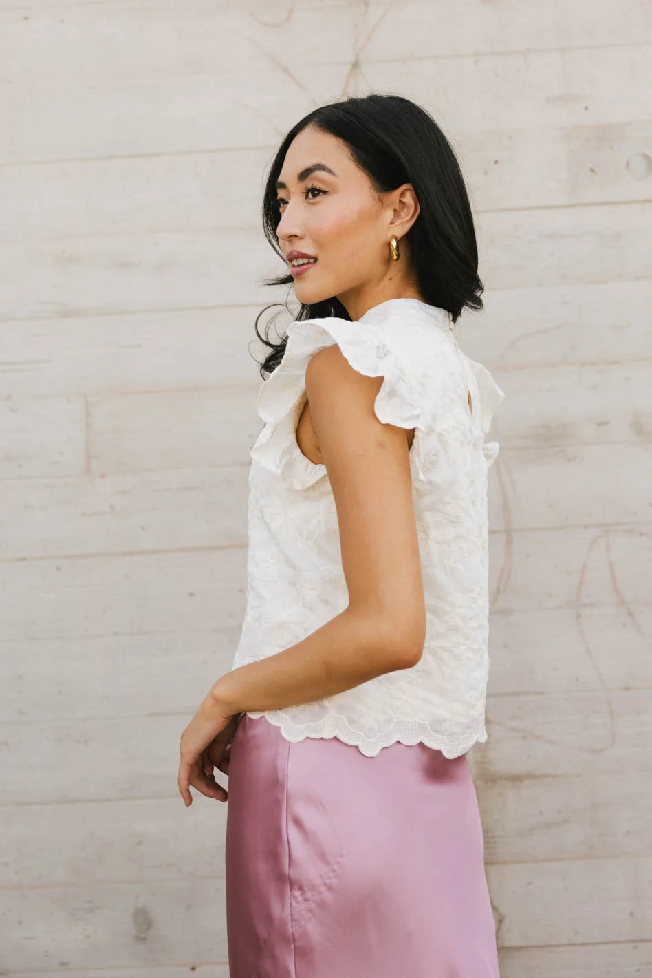 Short sleeves top in cream 