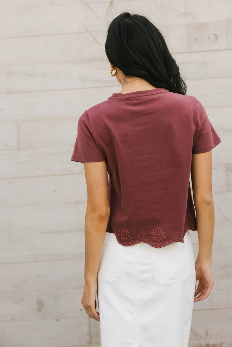 Round neck top in wine 