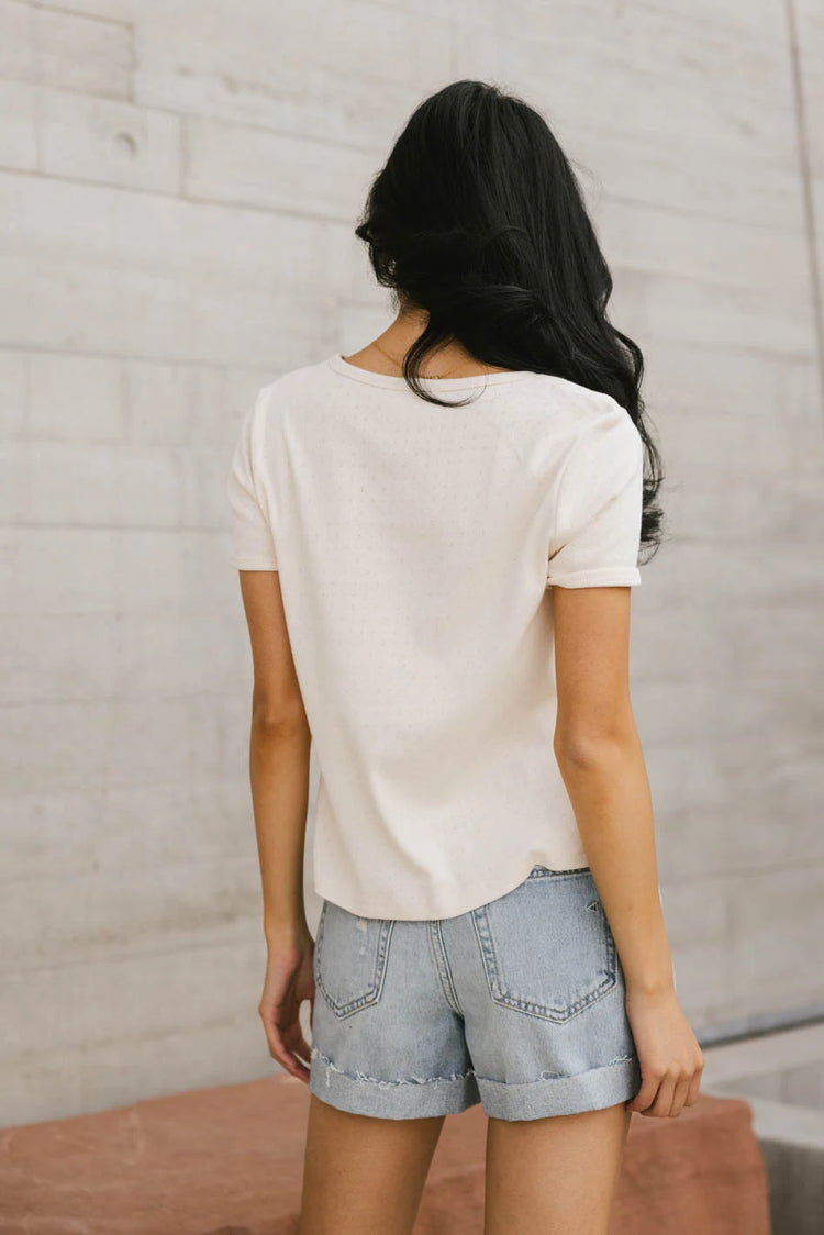 Plain color top in cream 