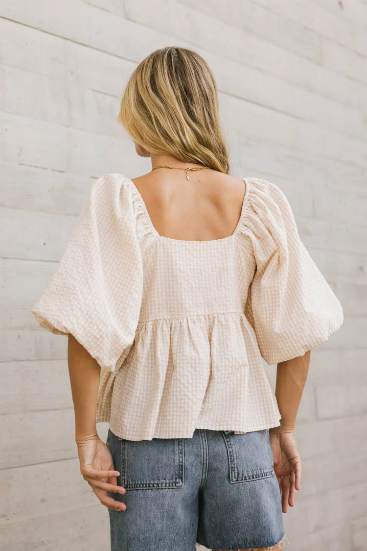 Square neck top in taupe 