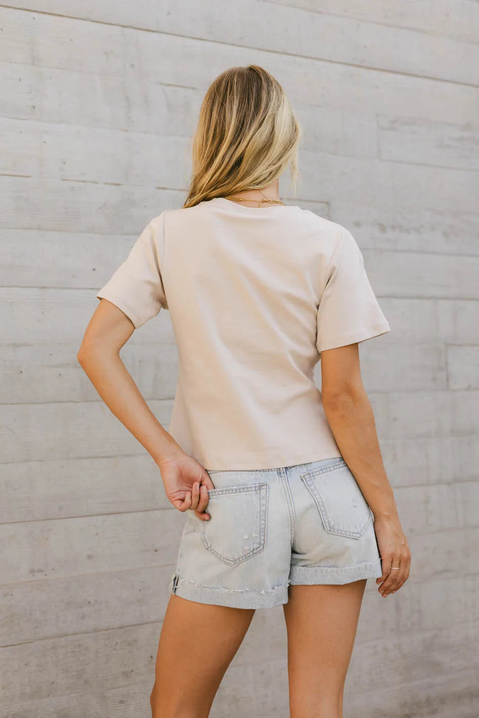 Plain color top in oatmeal 