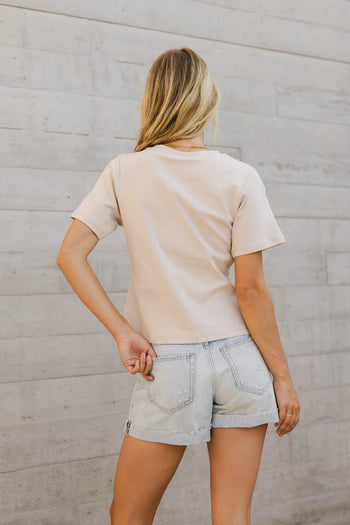 Plain color top in oatmeal 