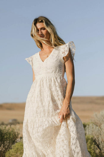 Short sleeves dress in cream 