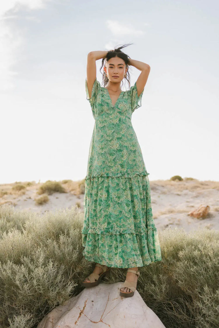 V-Neck dress in green 