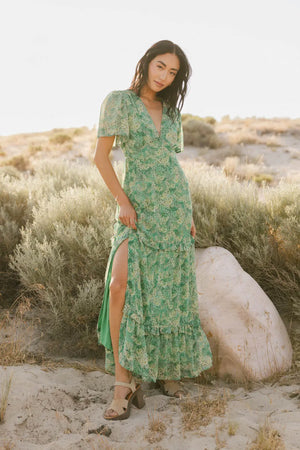 Manoella Floral Maxi Dress in Green - FINAL SALE Manoella Floral Maxi Dress in Green - FINAL SALE