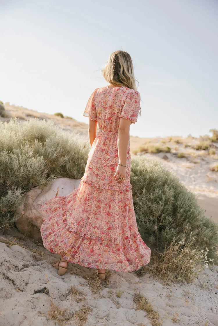 Tiered skirt dress in red 