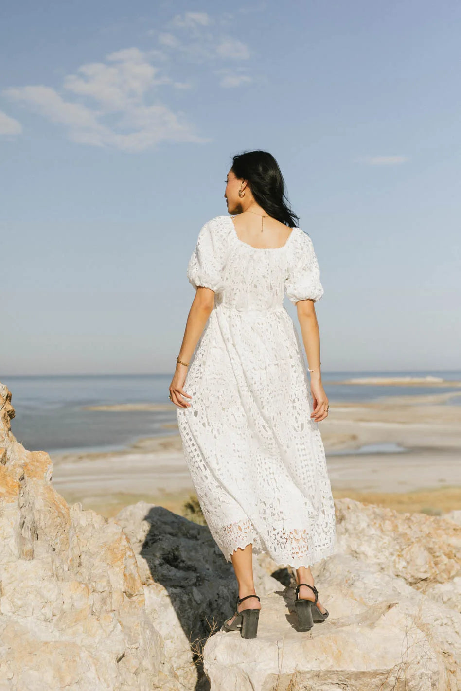 Devon Eyelet Lace Maxi Dress in Ivory - FINAL SALE Devon Eyelet Lace Maxi Dress in Ivory - FINAL SALE