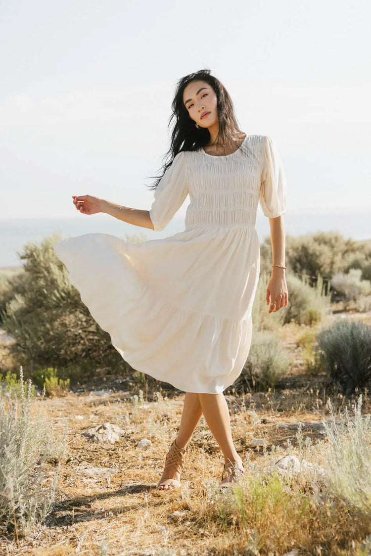 Midi dress in cream 