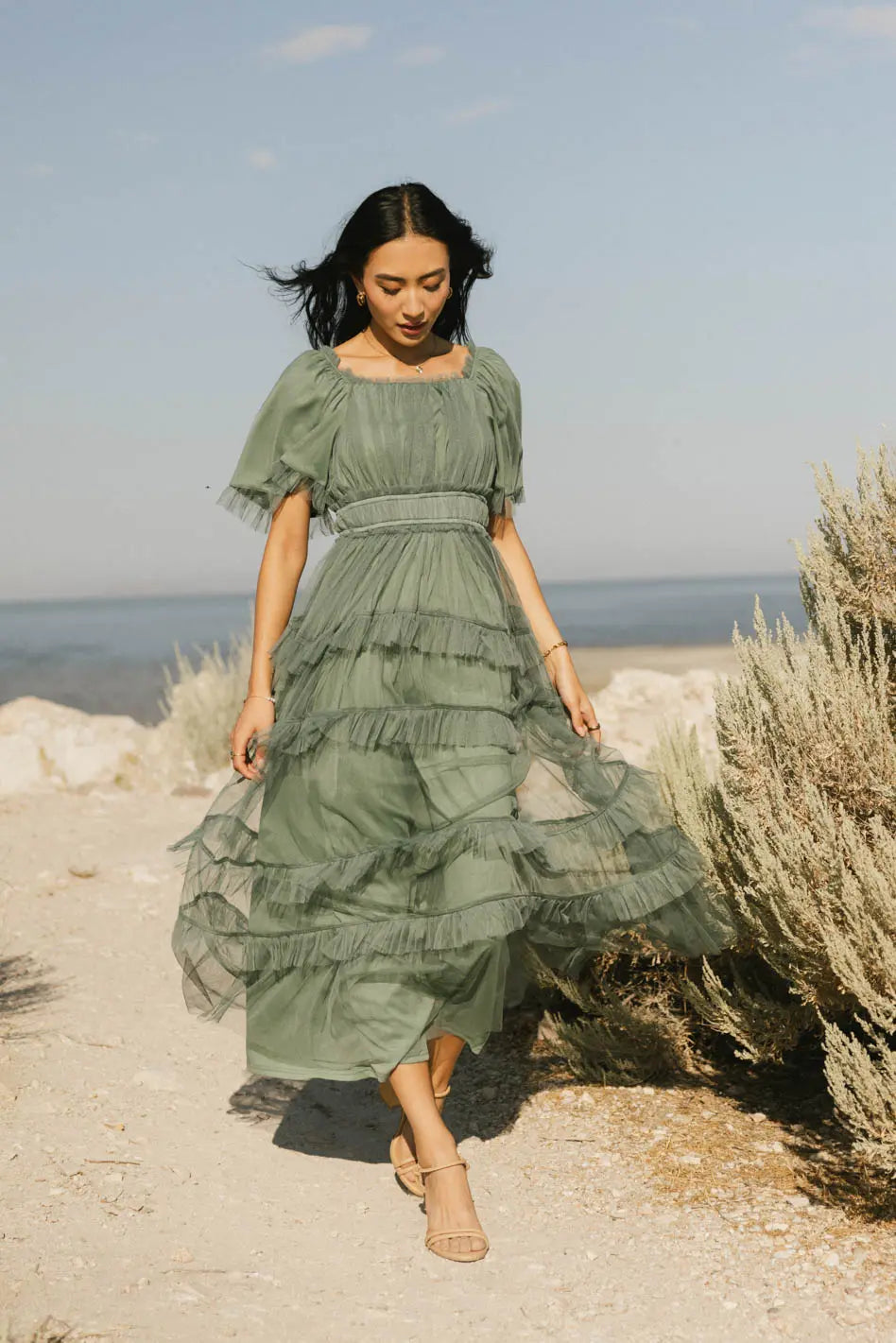 teal bohemian dress Floral Prism Midi Dress Teal/Rust / XS