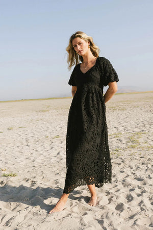Devon Eyelet Lace Maxi Dress in Black - FINAL SALE Devon Eyelet Lace Maxi Dress in Black - FINAL SALE