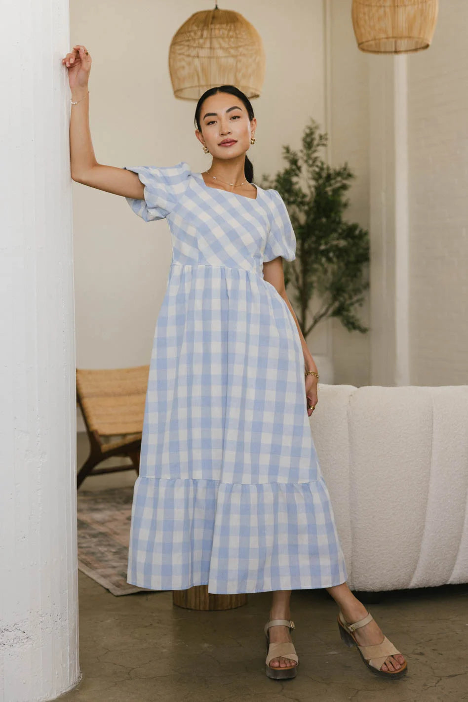 Jenna Gingham Maxi Dress in Blue - FINAL SALE Jenna Gingham Maxi Dress in Blue - FINAL SALE