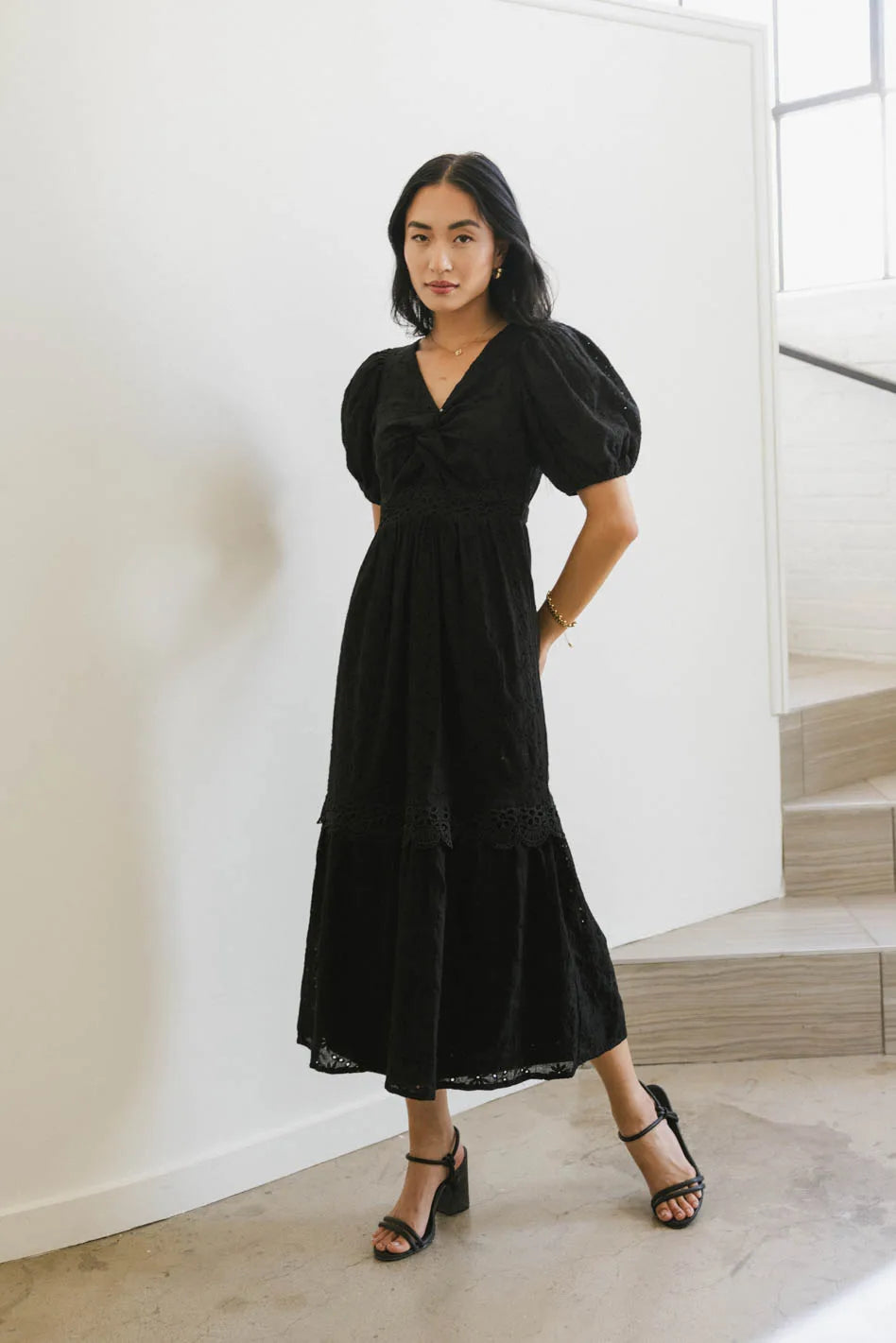 eyelet midi dress black Cole Lace Ever-Pretty Plus Size V-Neck SIZE:S 2-4 rock-and-roll a deep V neckline