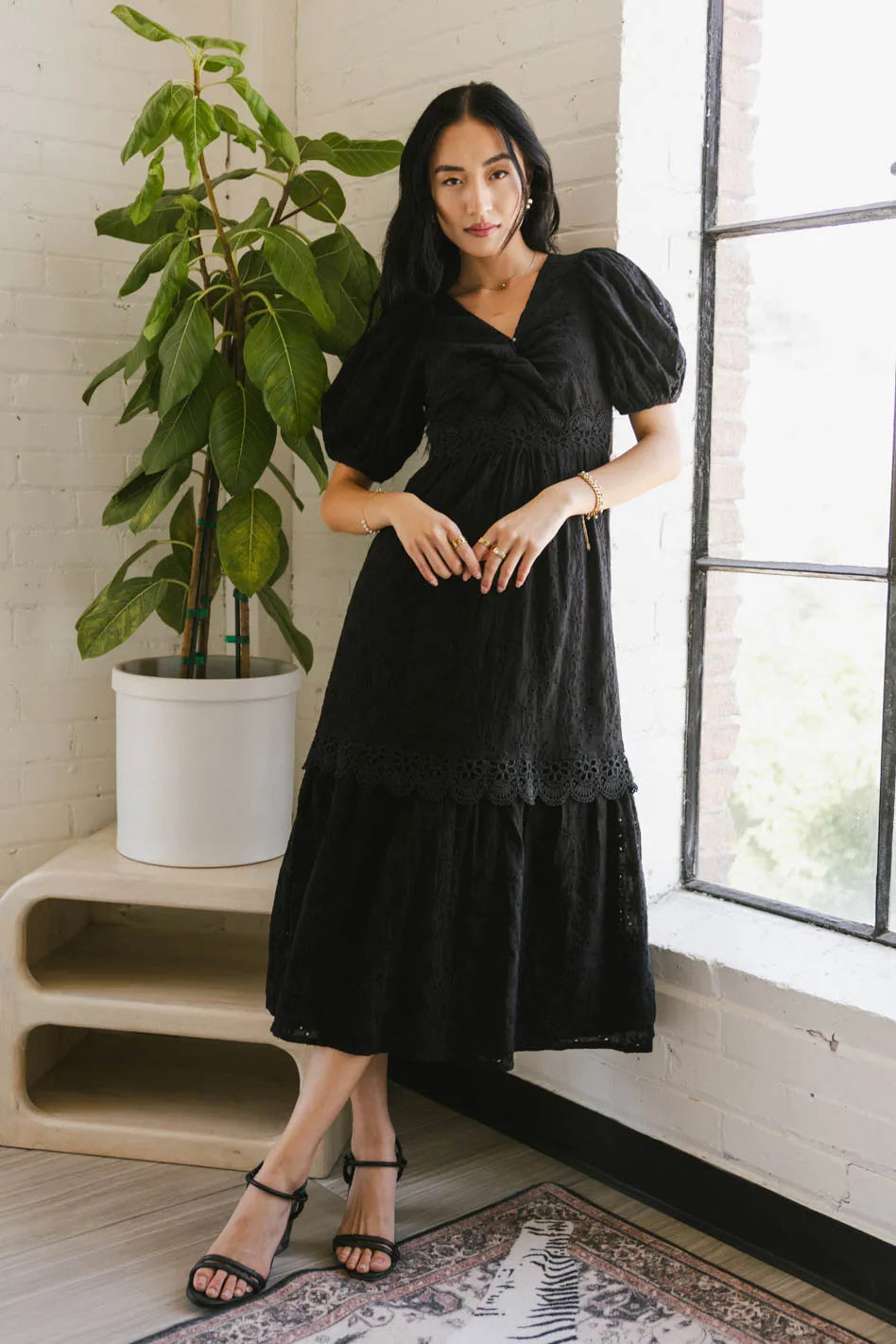 black eyelet midi dress Cole Lace Elegant A Line Sequin Expertly crafted with premium col-new-arrivals Size:EU-40 & US-7/7.5