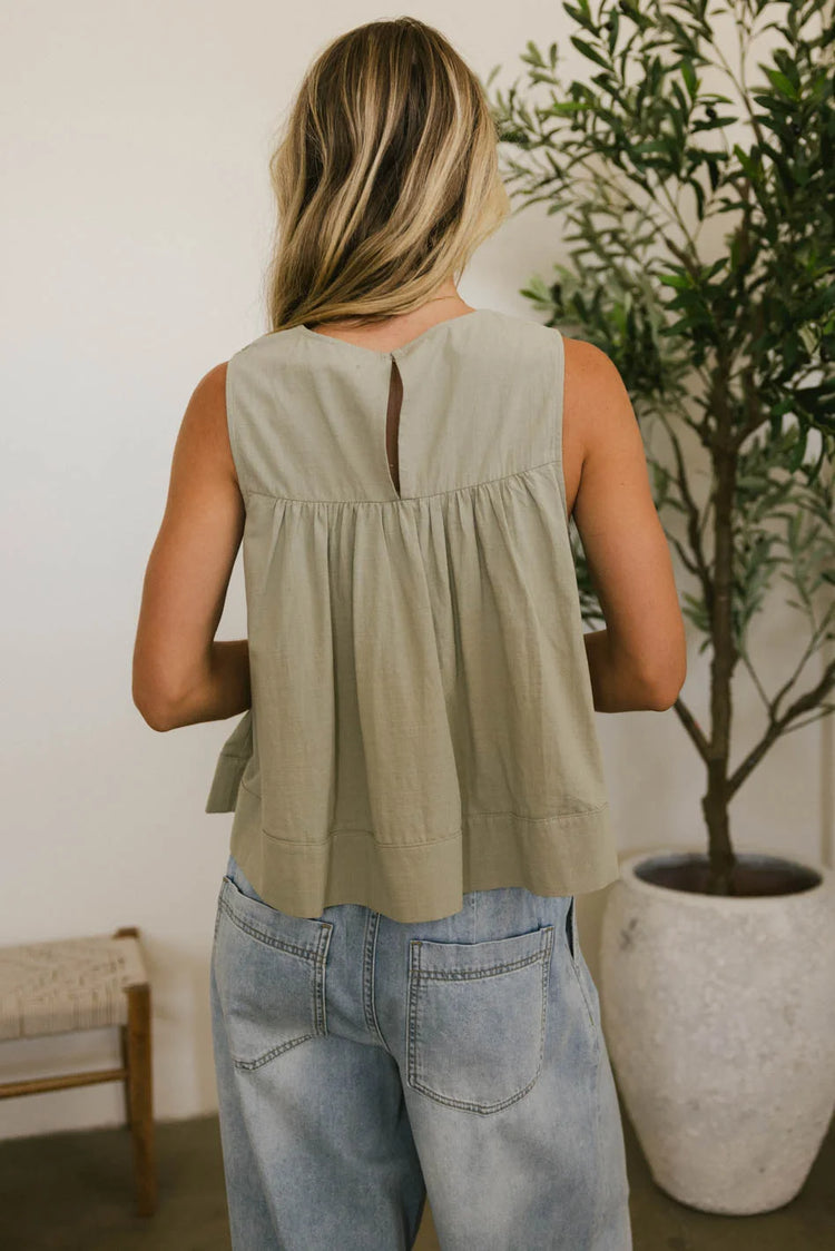 Plain color top in sage 