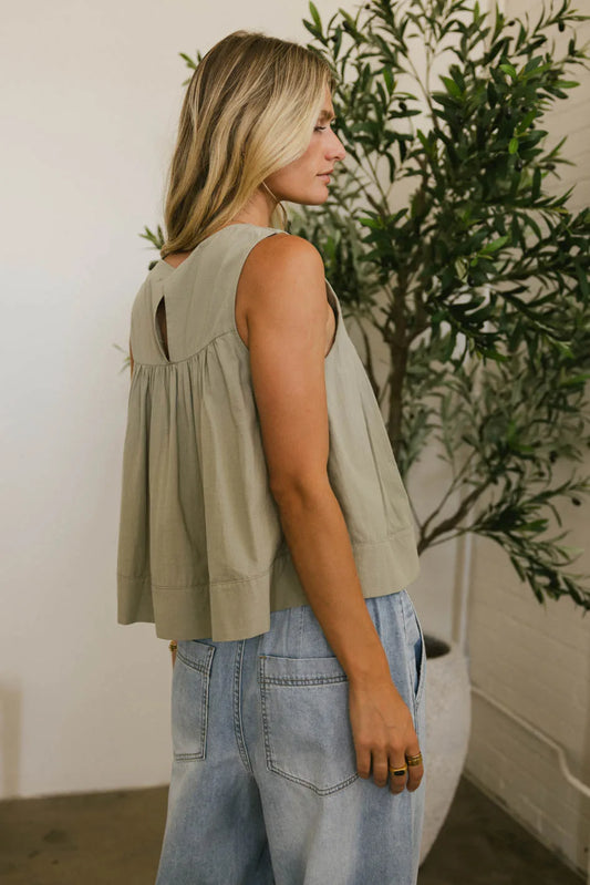 Woven top in sage 