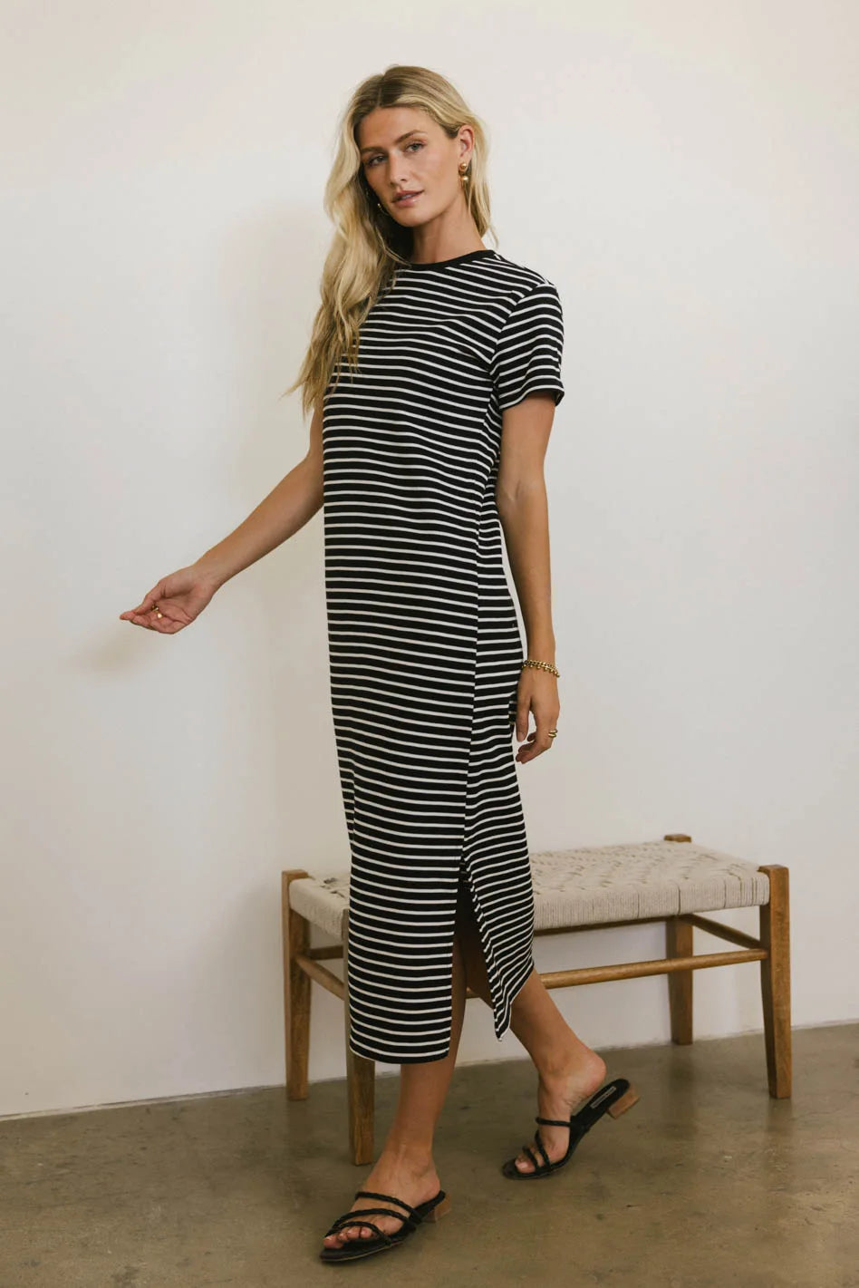 Hudson Striped T-Shirt Dress in Black - FINAL SALE Hudson Striped T-Shirt Dress in Black - FINAL SALE