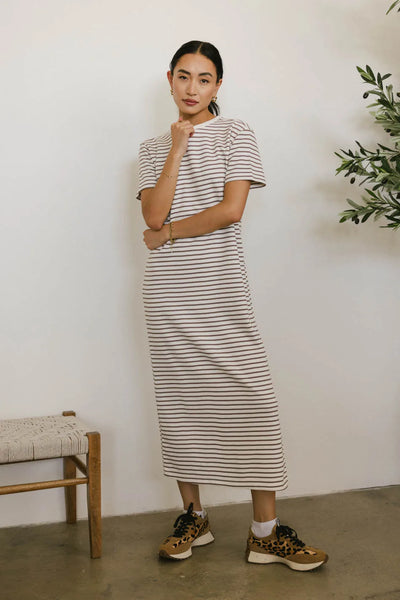 striped t shirt maxi dress Hudson Striped T-Shirt Dress in Cream