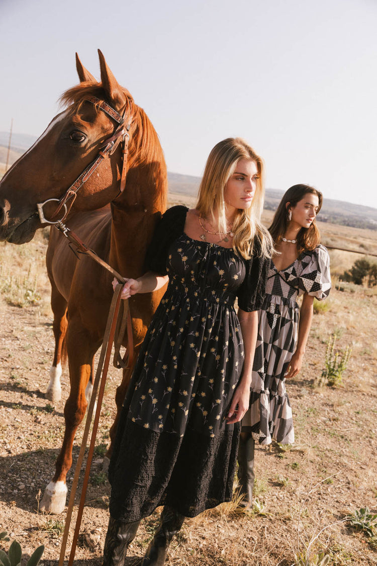 floral printed dress in black