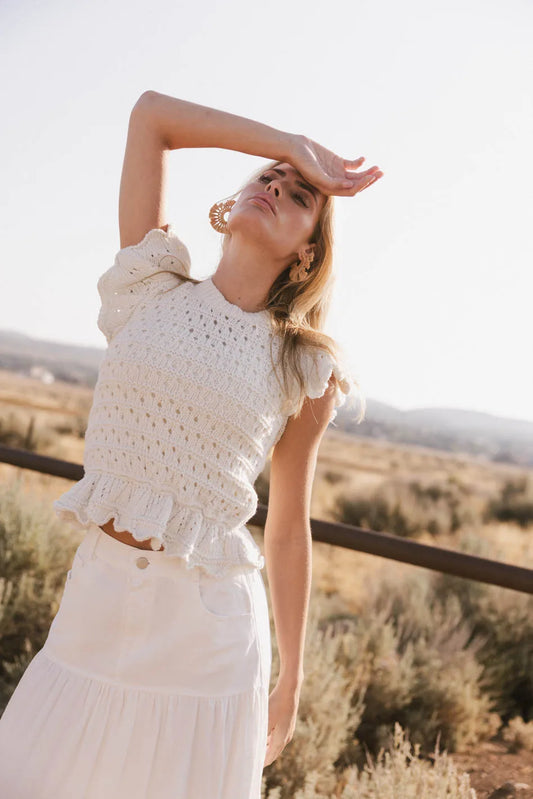 Short sleeves top in white 