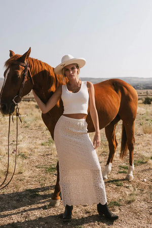 Nanet Crocheted Maxi Skirt in Natural