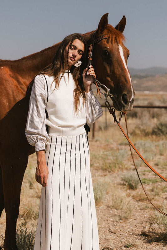 striped long sleeve with white vest