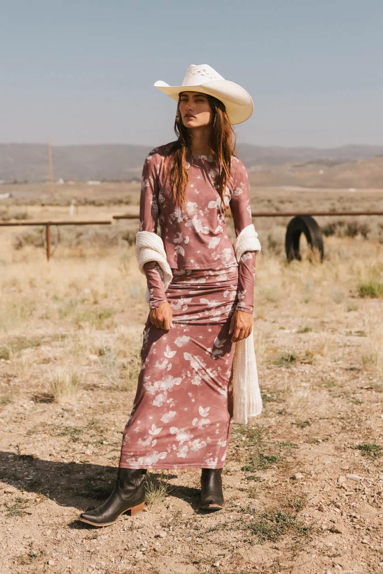 Pencil skirt in mauve 