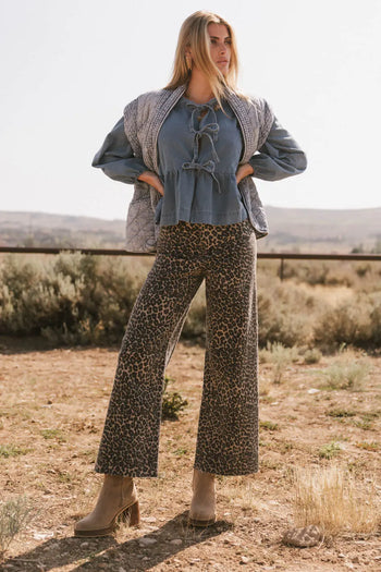 Leopard printed denim jeans 