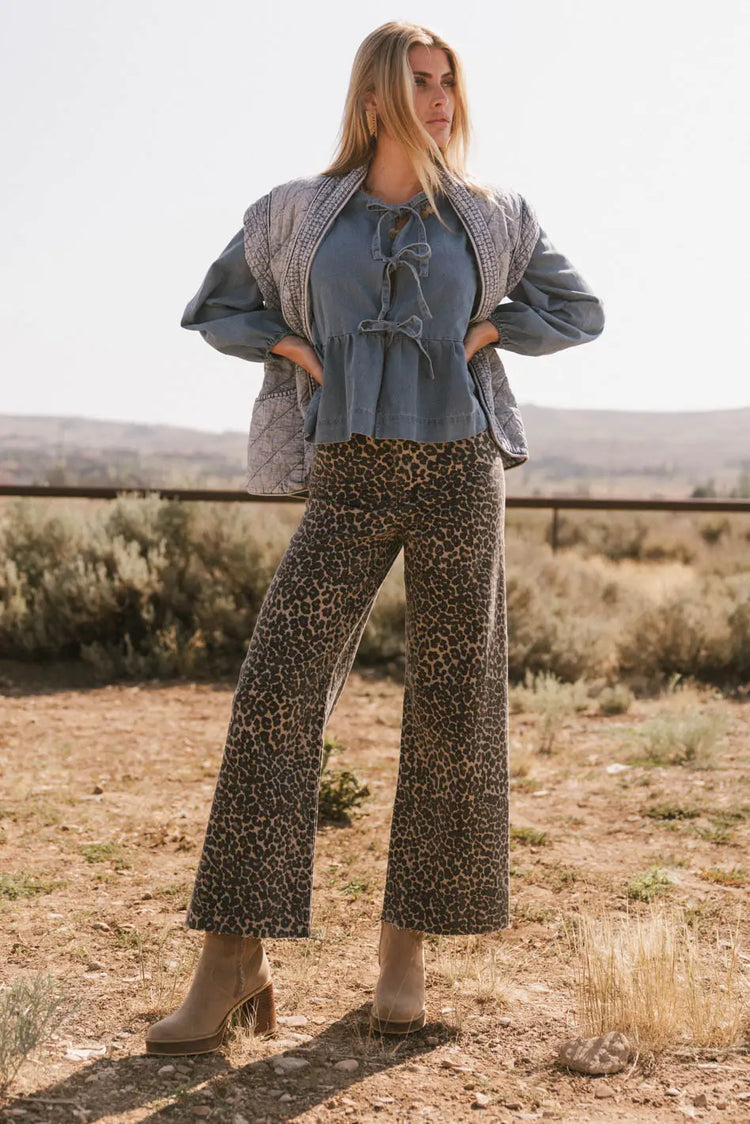 Leopard printed denim jeans 