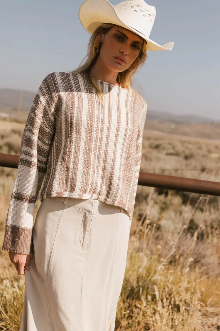 Knit sweater in brown