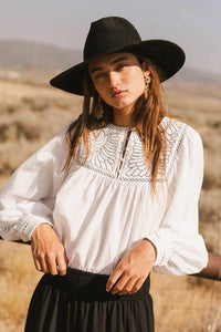 Embroidered chest top in white 