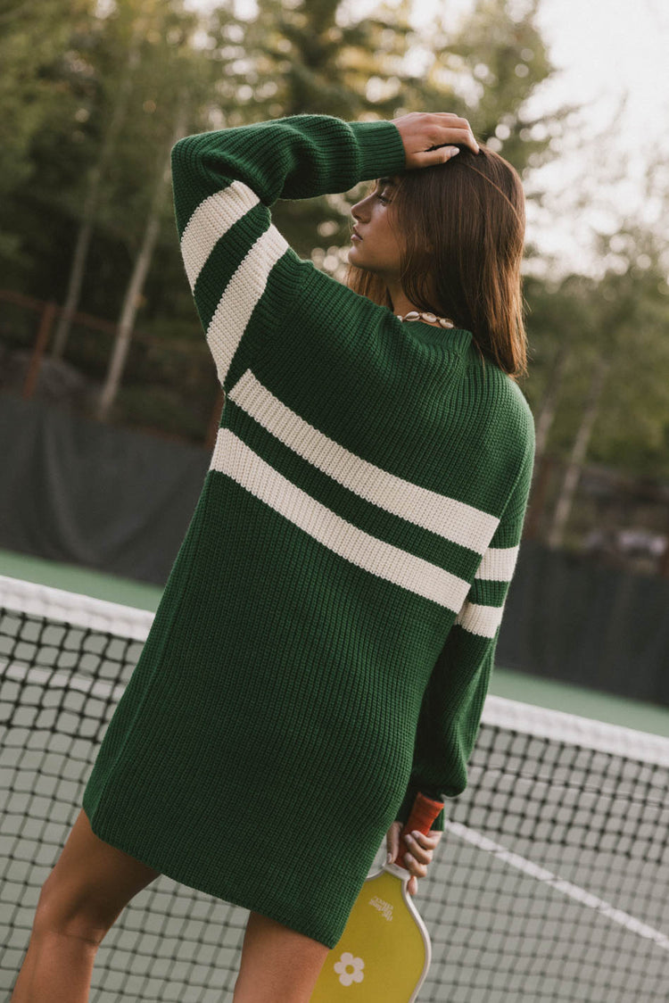 long sleeve green sweater dress