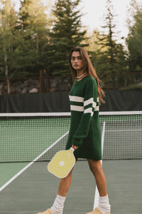 green sweater dress