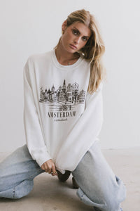 white graphic pullover