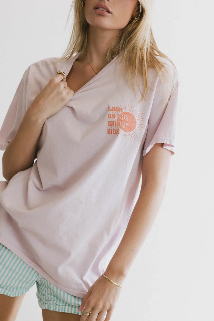 Round neck top in pink 