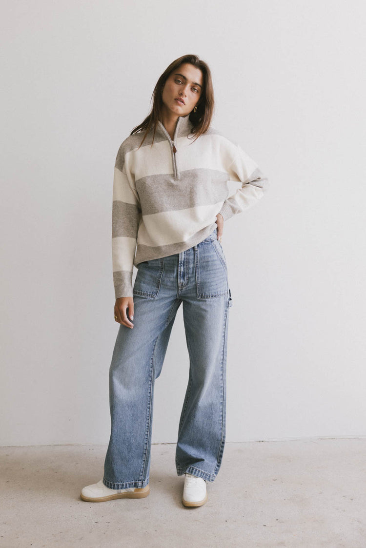 wide leg utility denim jeans