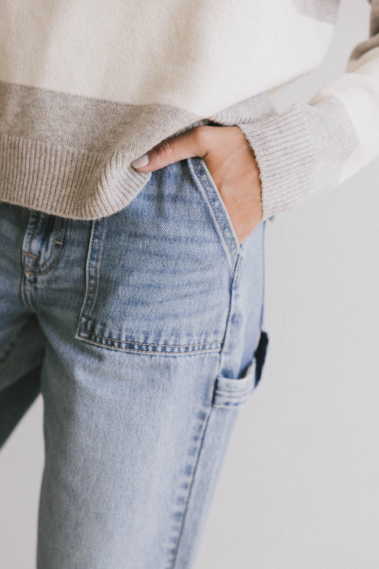 medium wash utility jeans