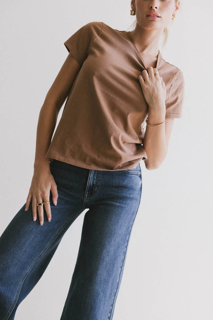 Short sleeves top in clay 