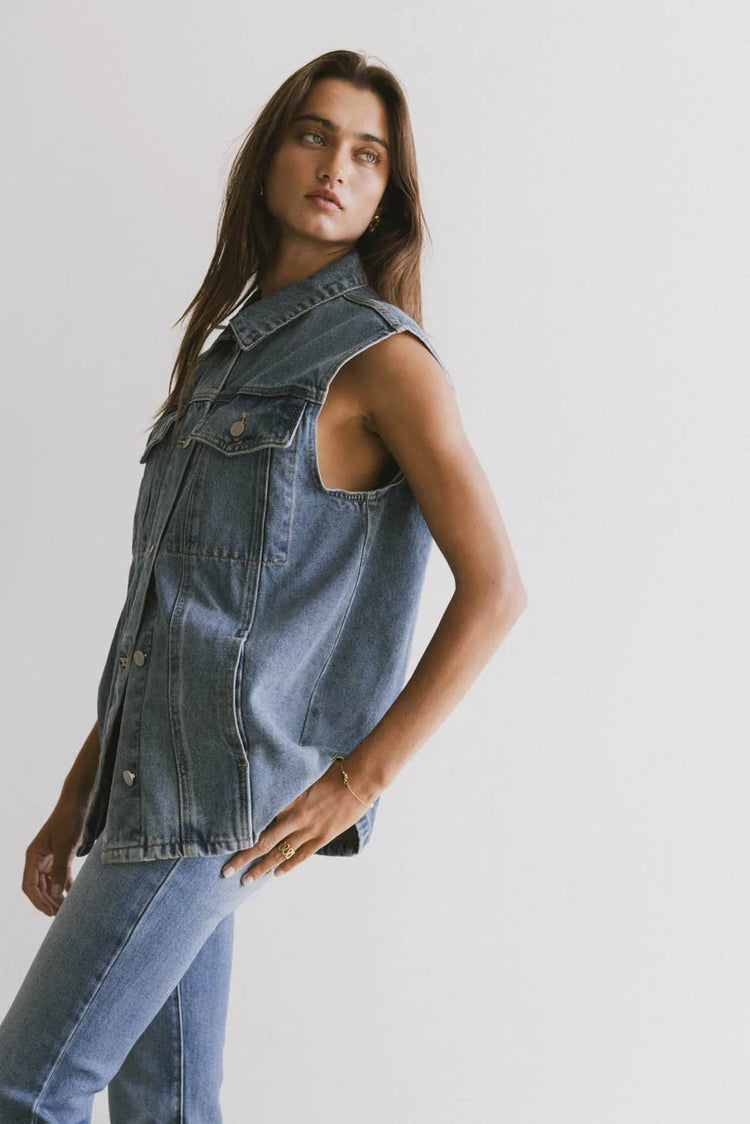 Denim vest in medium wash