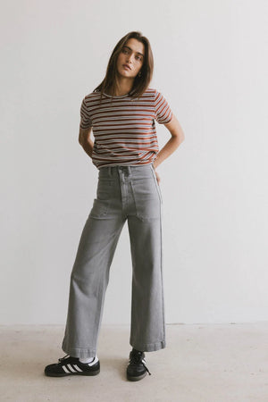 Leila Wide Leg Jeans in Grey