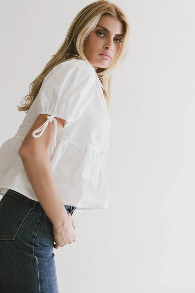 Short sleeves white blouse in white 