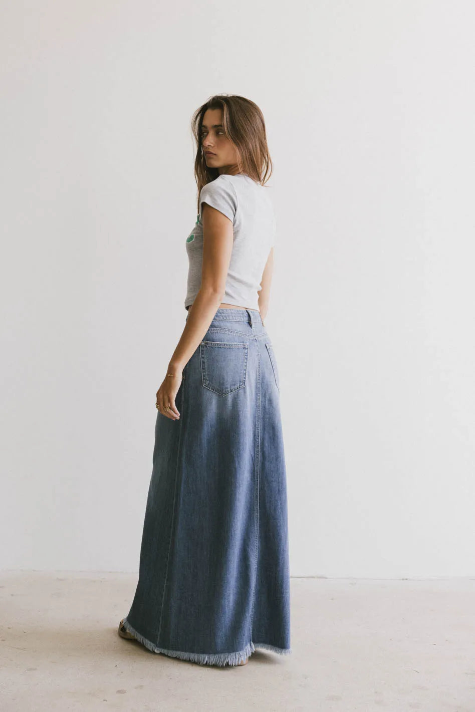 Denim maxi skirt size 24 best sale