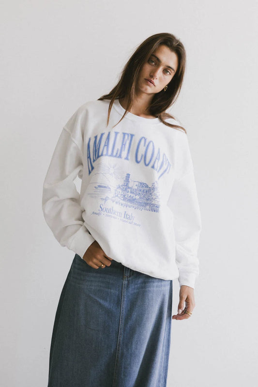 Round neck sweatshirt in white 