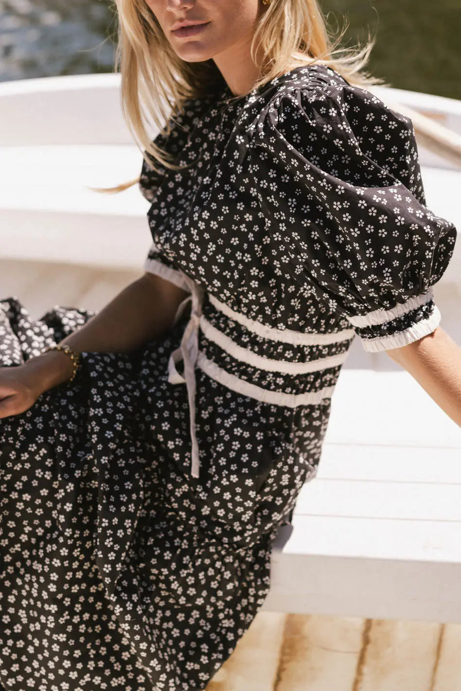 black ditsy floral midi dress Black Ditsy Floral Christina Midi Dress
