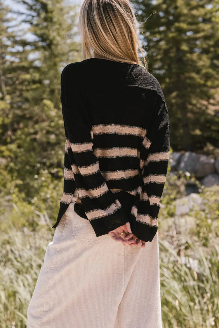 Knit striped sweater in black 