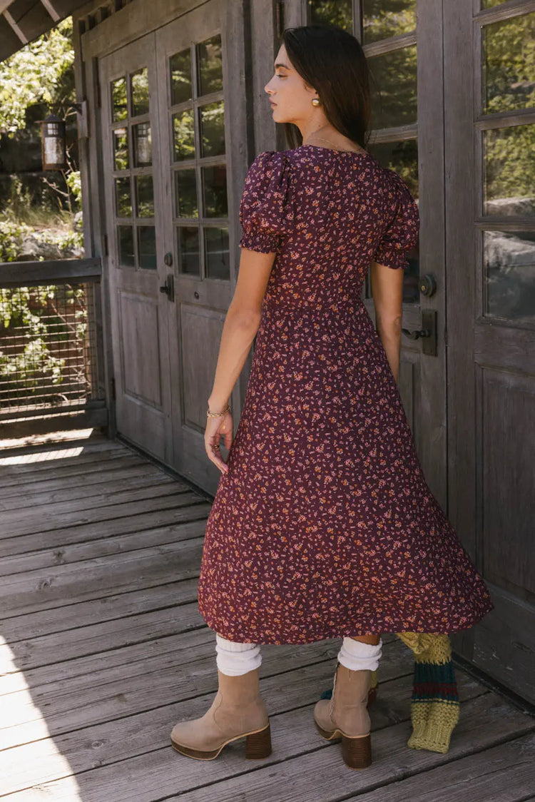 Floral dress in burgundy 