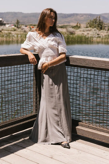 Elastic waist top in white 